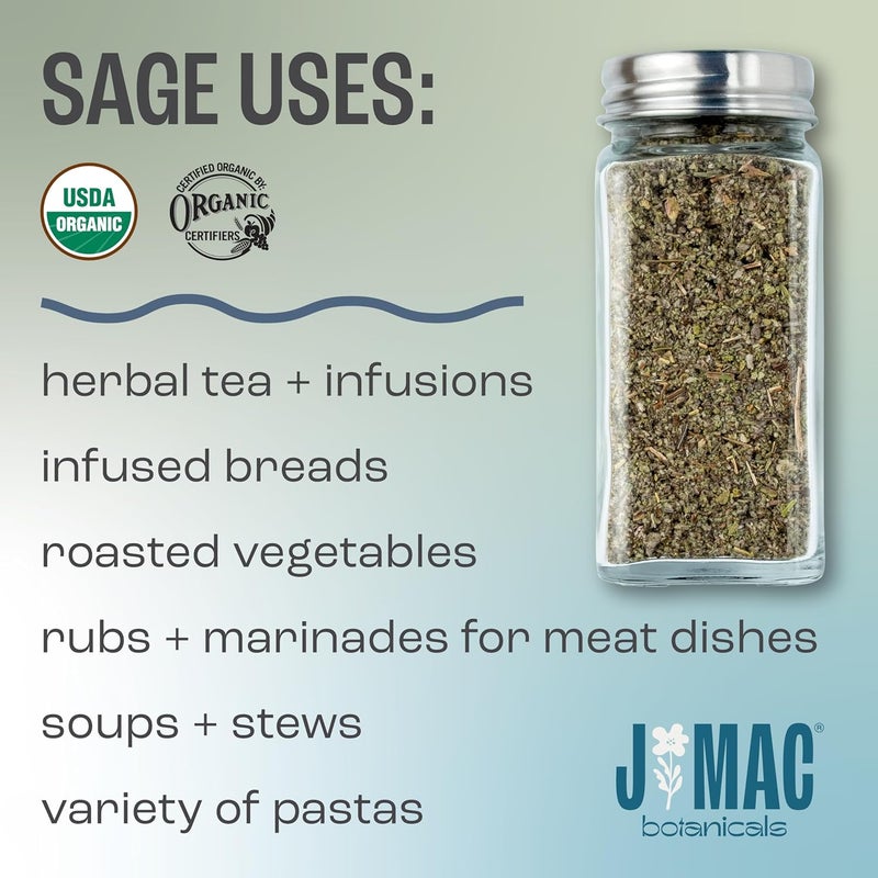 J Mac Botanicals Organic Rubbed Sage - 4 oz, Certified USDA Organic - Image 4